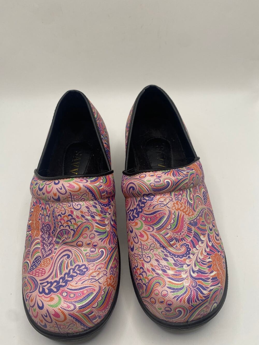 Savvy Brandy Paisley Clogs Women’s 6.5 Slip Resistant Nursing Work Shoes